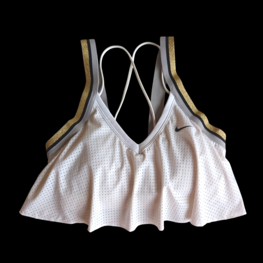 Nike Indy Dri-Fit Padded Light Support Sports Bra SMALL White Gray Perforated